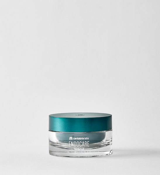 Endocare Tensage cream jar with teal lid, clear glass body, 30 ml