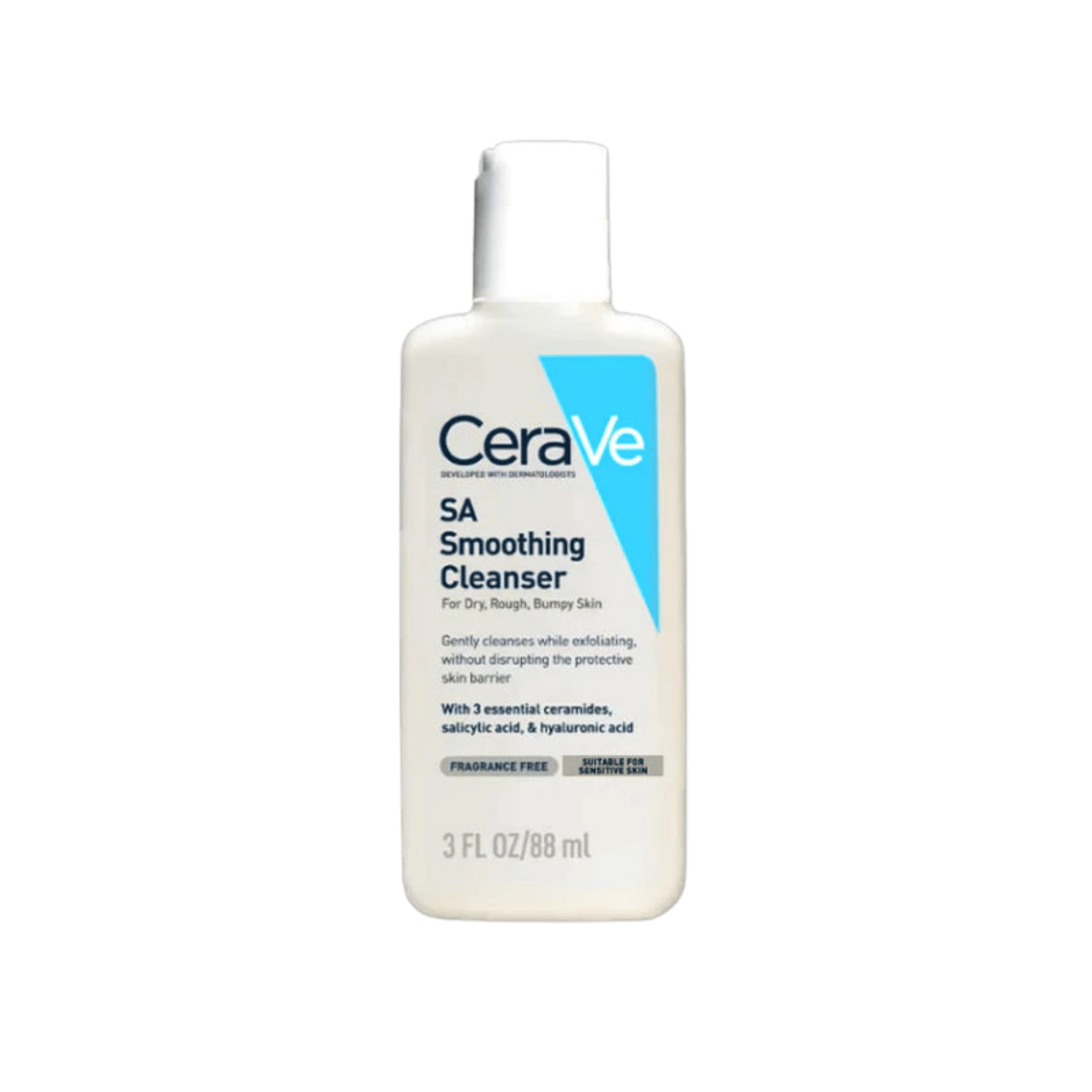 CeraVe SA Smoothing Cleanser 88 ml cap bottle, blue and white label