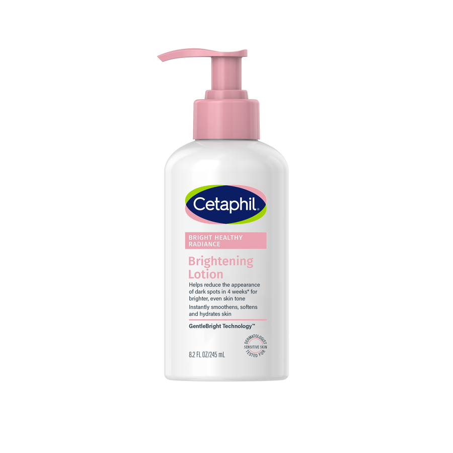 Cetaphil Brightening body lotion bottle with pink pump, 245 ml