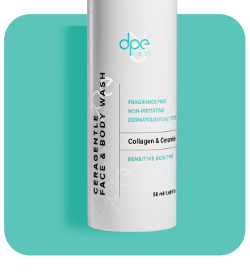 DPE fragrance-free face and body wash bottle with pump, 50 ml, sensitive skin