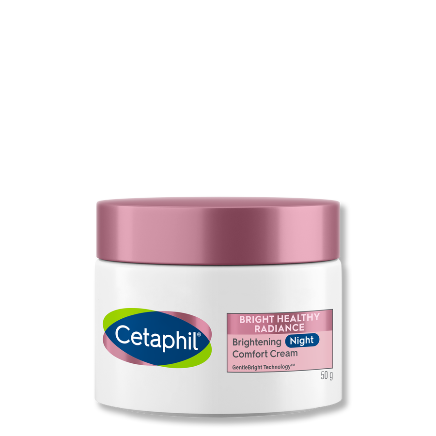 Cetaphil Brightening Night Comfort Cream jar, pink lid, 50 g, skincare cream container