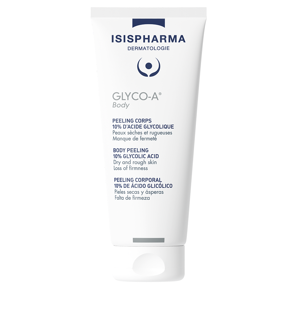 ISISPHARMA Glyco-A body lotion squeeze tube, 200 mL, white cap and label