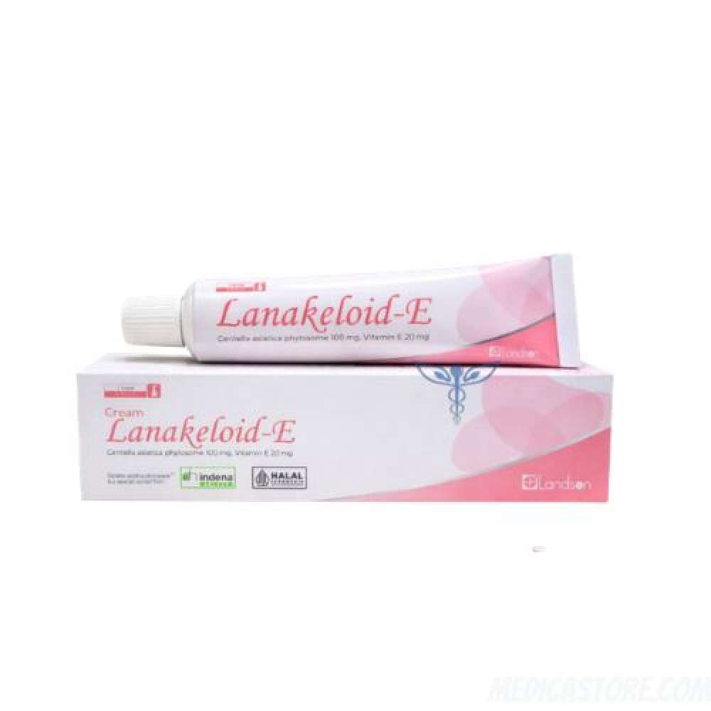 Lanakeloid-E cream tube and box, 10 g, cream tube with pink label