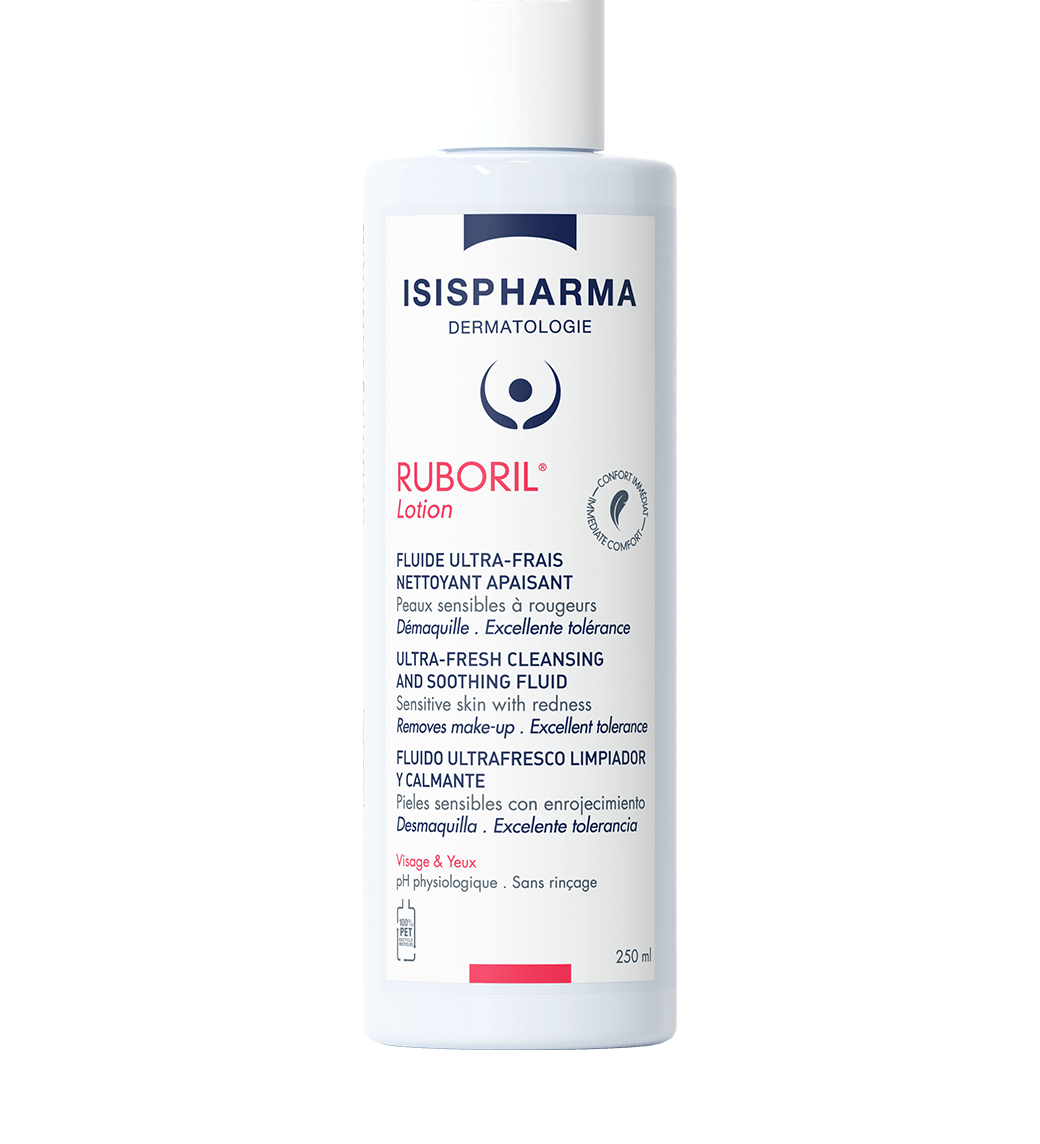 Ruboril 250ml lotion bottle with white pump and ISISPHARMA label