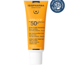 SPF 50+ Drytouch sunscreen tube, 40 ml, white and orange cap and label