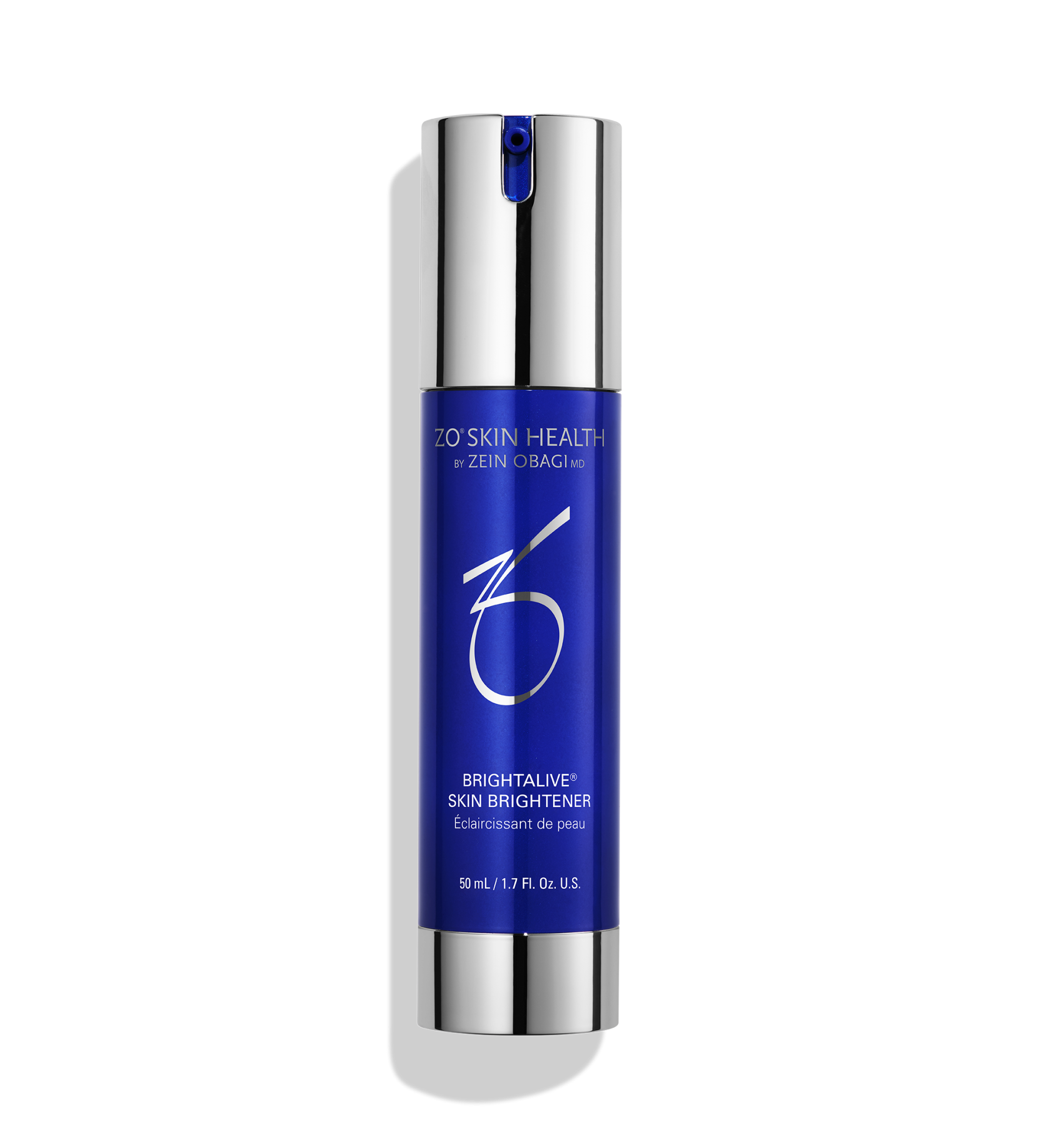 ZO Skin Health Brightalive 50 ml serum bottle with metallic cap and blue label