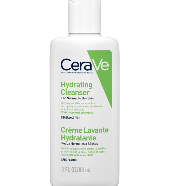 Cerave Hydrating Cleanser 88ml bottle with green-and-blue label