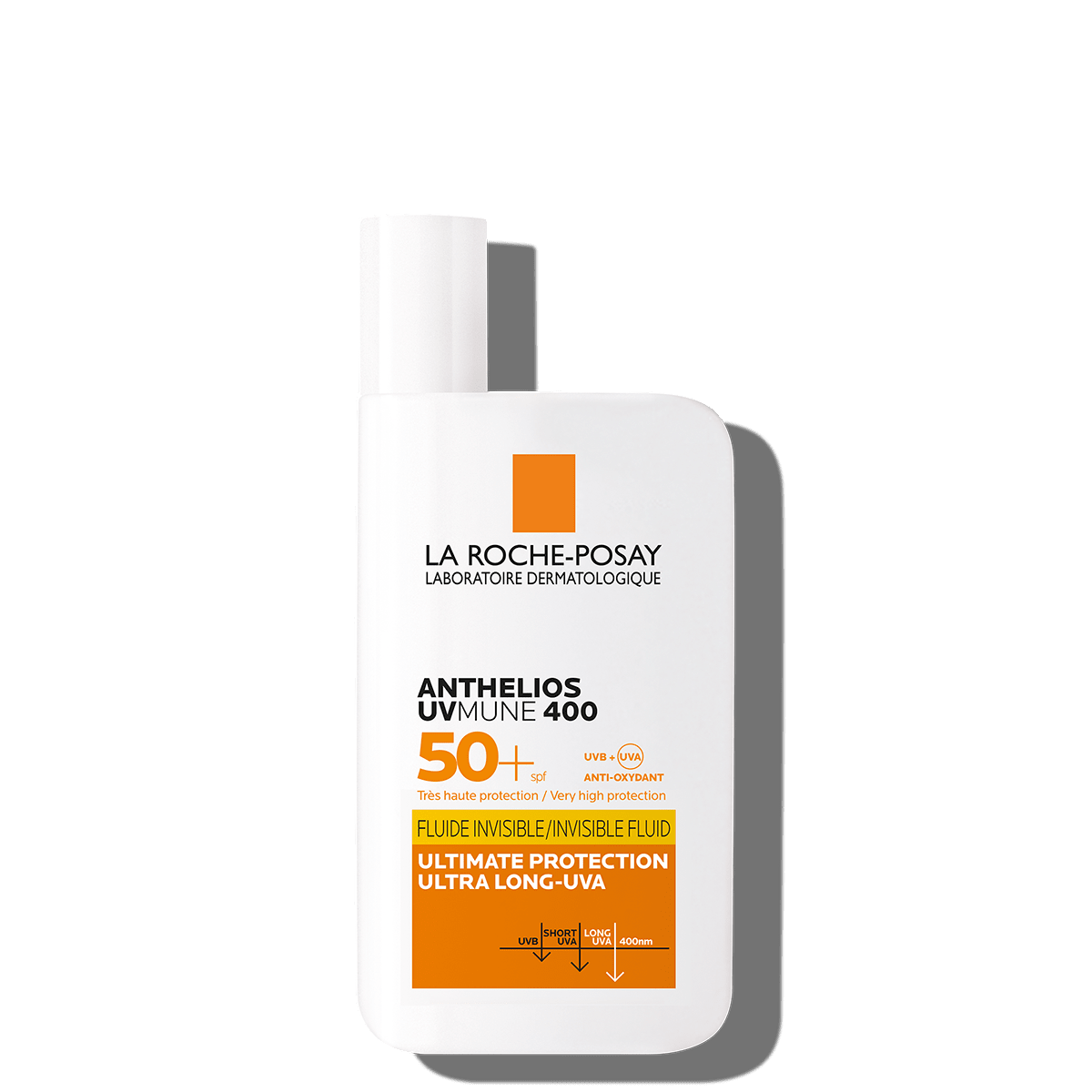 La Roche-Posay Anthelios UVMune 400 SPF 50 sunscreen fluid, 50 mL bottle