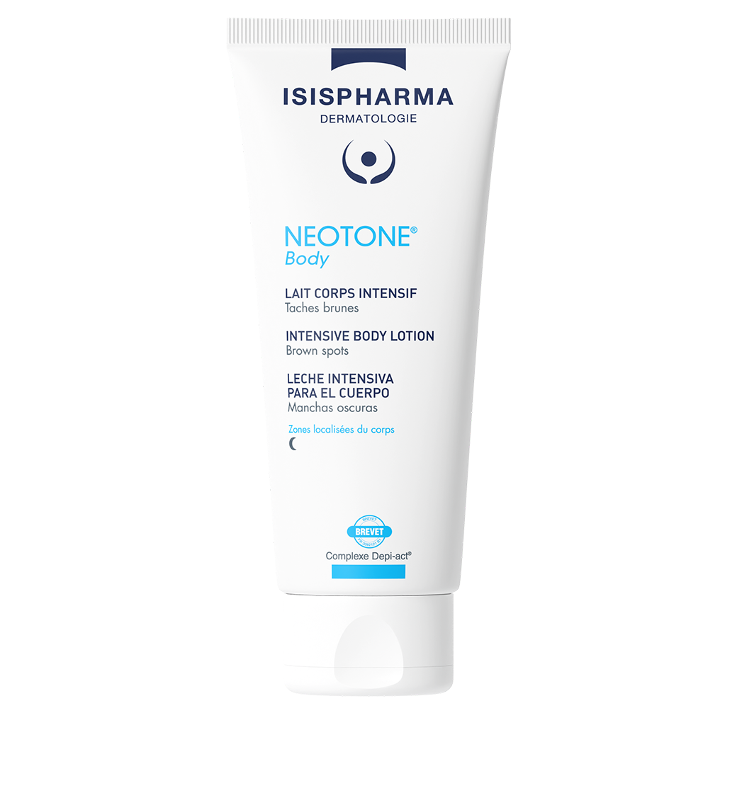 ISIPHARMA Neotone body tube, white squeeze lotion container with blue label, 100 ml