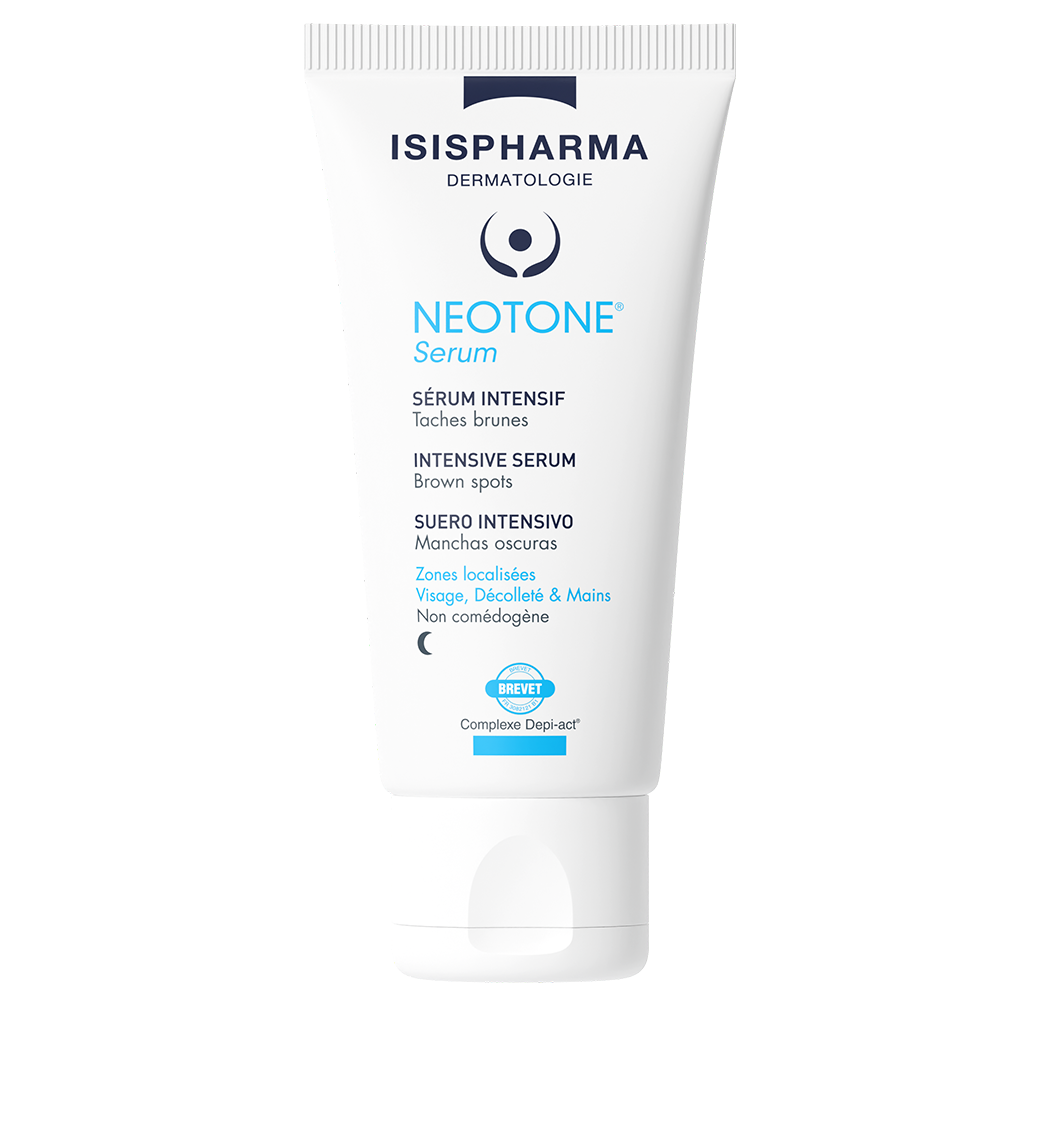 Neotone serum in white squeeze tube with blue ISIPHARMA label