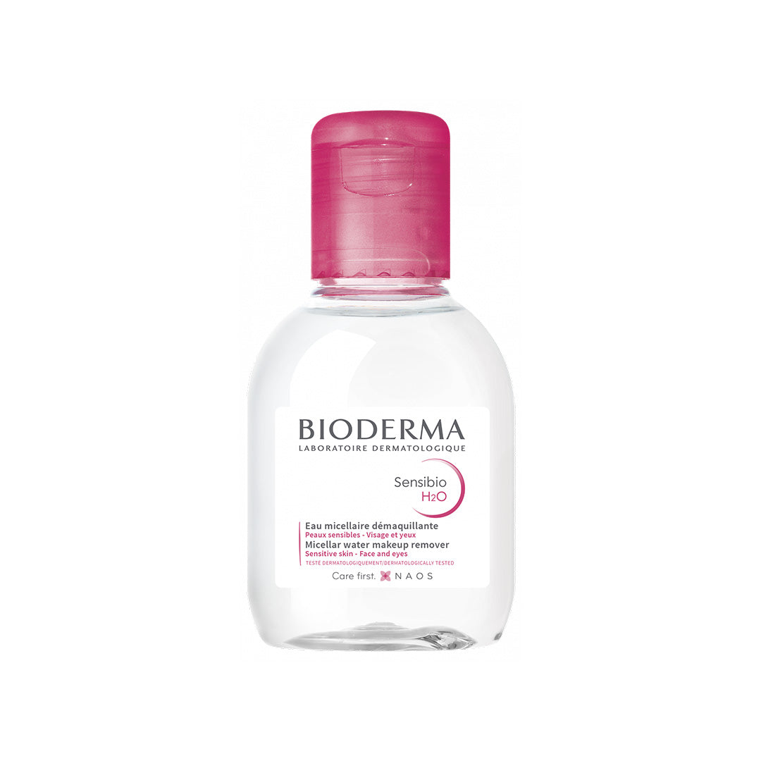 Bioderma Sensibio H2O micellar water bottle with pink cap