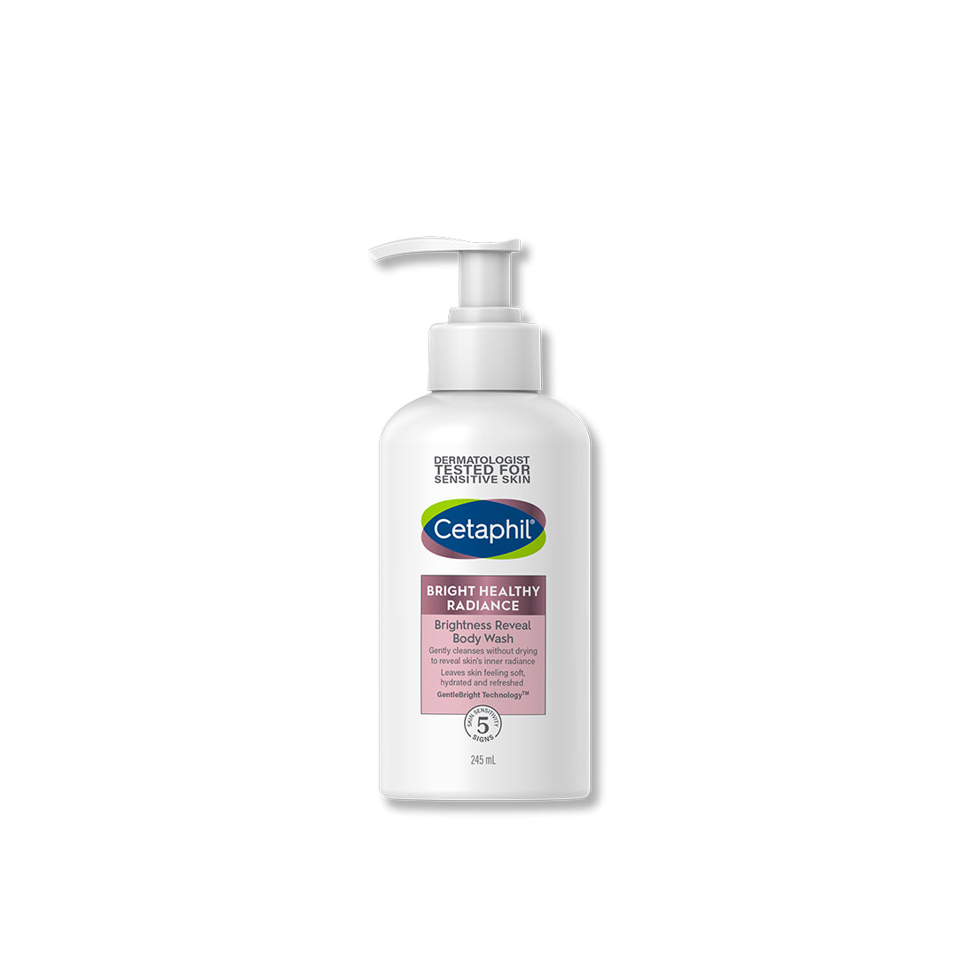 Cetaphil Brightness Reveal body wash bottle with pump, 245 ml