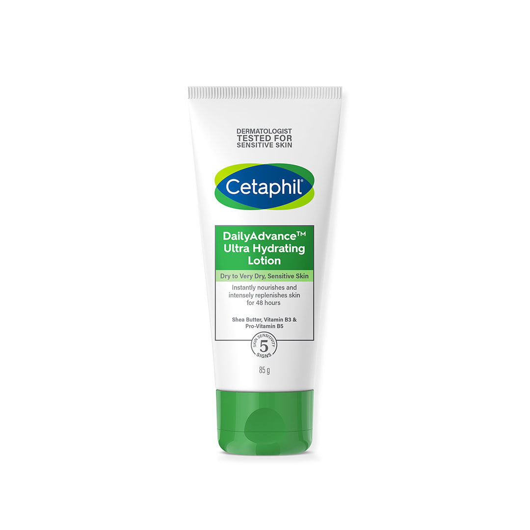 Cetaphil DailyAdvance Ultra Hydrating Lotion, white-and-green tube, 85 g