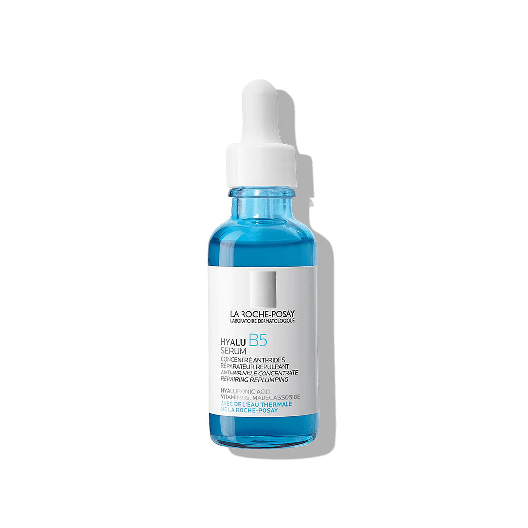 LRP Hyalu B5 serum bottle with blue glass and white dropper cap