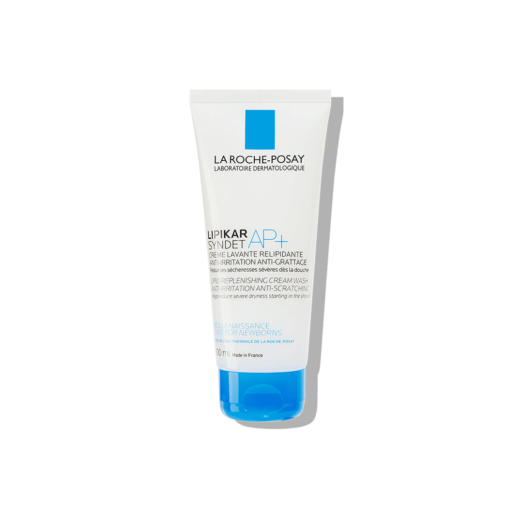 La Roche-Posay Lipikar Syndet AP+ cream wash tube with blue cap, white